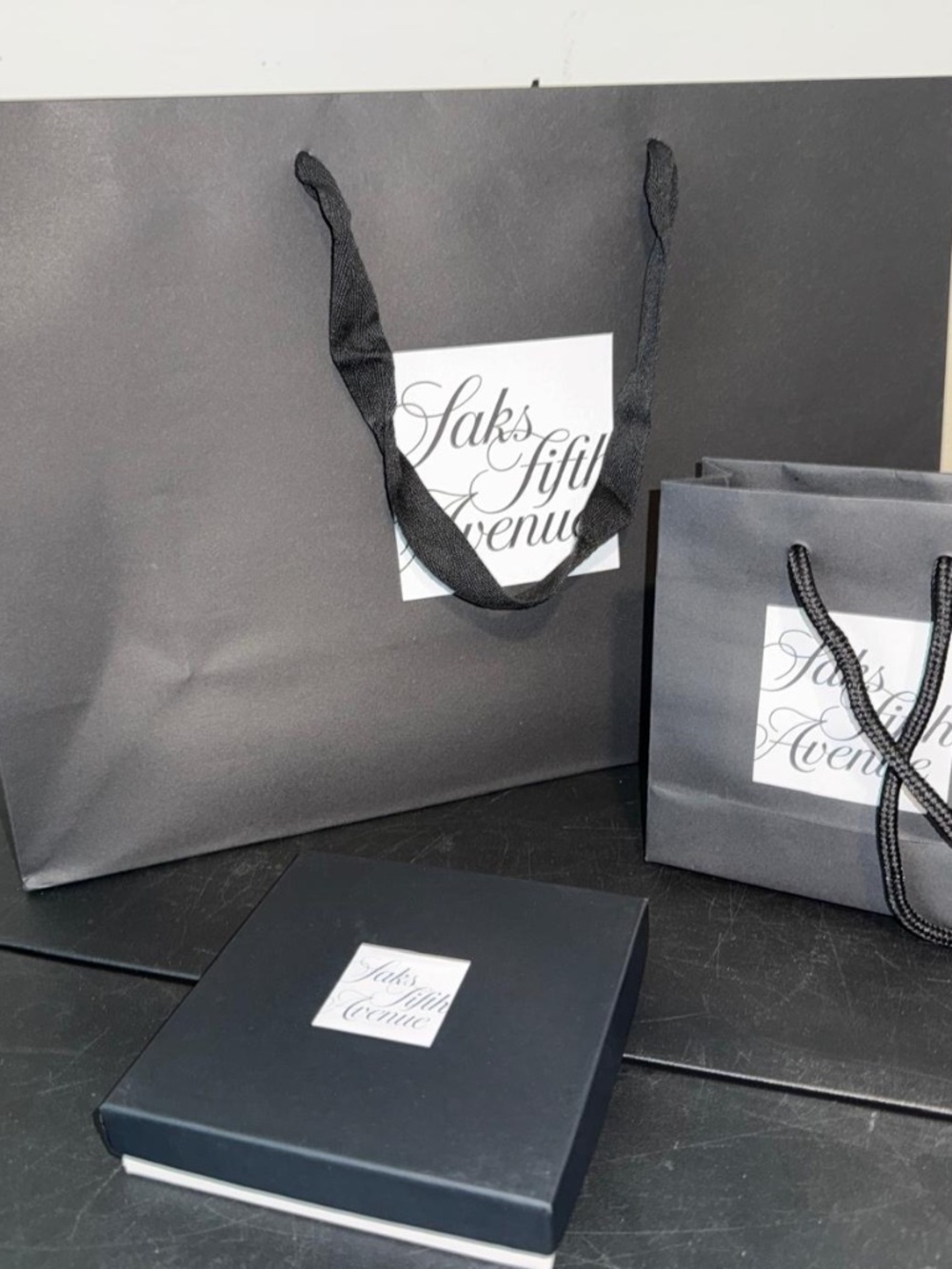 Saks Gift Card Box & 2 SAKS Fifth Avenue Shopping Bags